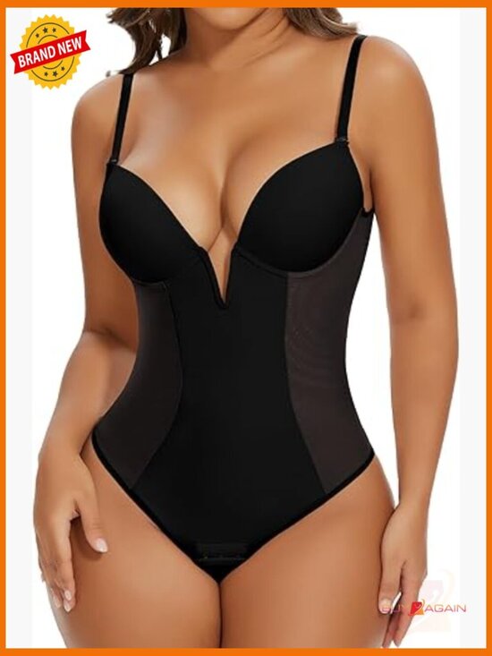 Other - Deep V Neck Backless Shapewear Bodysuit Tummy Control Thong Bra